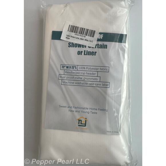 Shower Curtain or Liner White Water Proof 72 inch Square Reinforced Header Bath - Picture 1 of 3